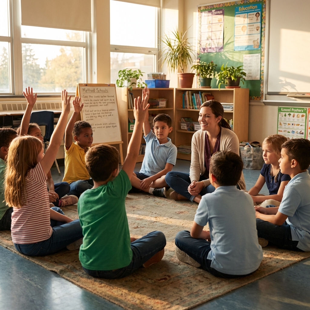 Kinder im Gesprächskreis in der Grundschule